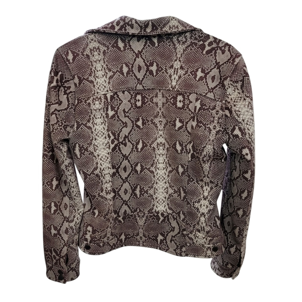 NWOT Pool Los Angeles Snakeskin-Print Moto Jacket Size S Chic & Edgy Grey Python - Picture 6 of 12